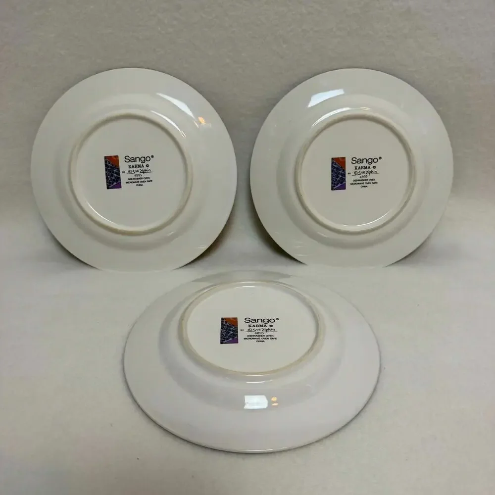 Vintage Sango Karma Pattern #4895 Dessert/Salad Plates Set of 3 MCM Geometric